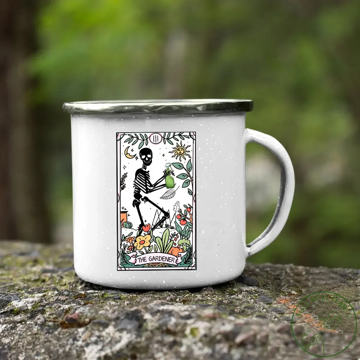 

The Gardener and Plant Enamel Mug White 12oz Enamel Mug, funny coffee mug Plant Lover friends birthday gift mug