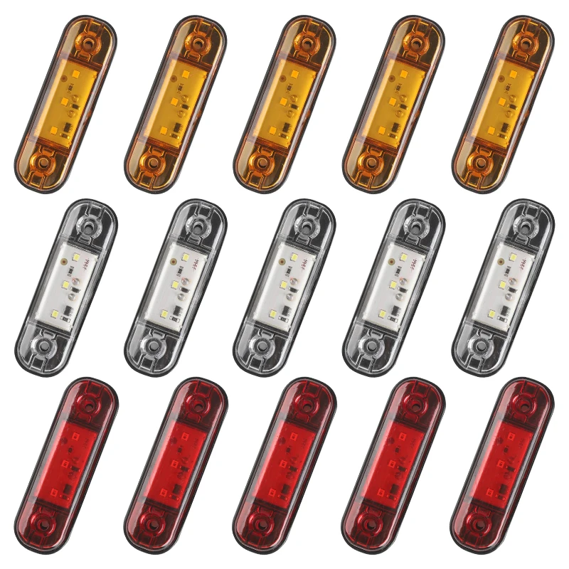 

5PCS 12-30V 3LED Side Marker Light Car External Light Warning Tail Clearance Light Signal Brake Lamp for Truck Trailer Lorry Bus