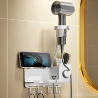Wall Mounted Hair Dryer Bracket Bathroom Hands-Free Hair Dryer Storage Rack Toilet Blower Shelf Holder Bathroom Accessories