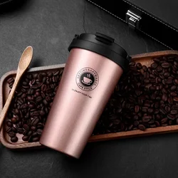 500ml Leak - Proof Insulated Travel Mug with Handle and Lid - 500ml (Rose gold)
