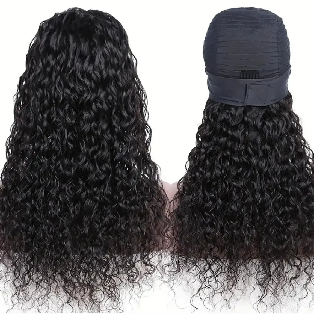 Deep Wave Ice Silk Headband Wig Wear And Go Glueless Human Hair Band Wigs No Glue Factory Price Dropshipping 300 density 3