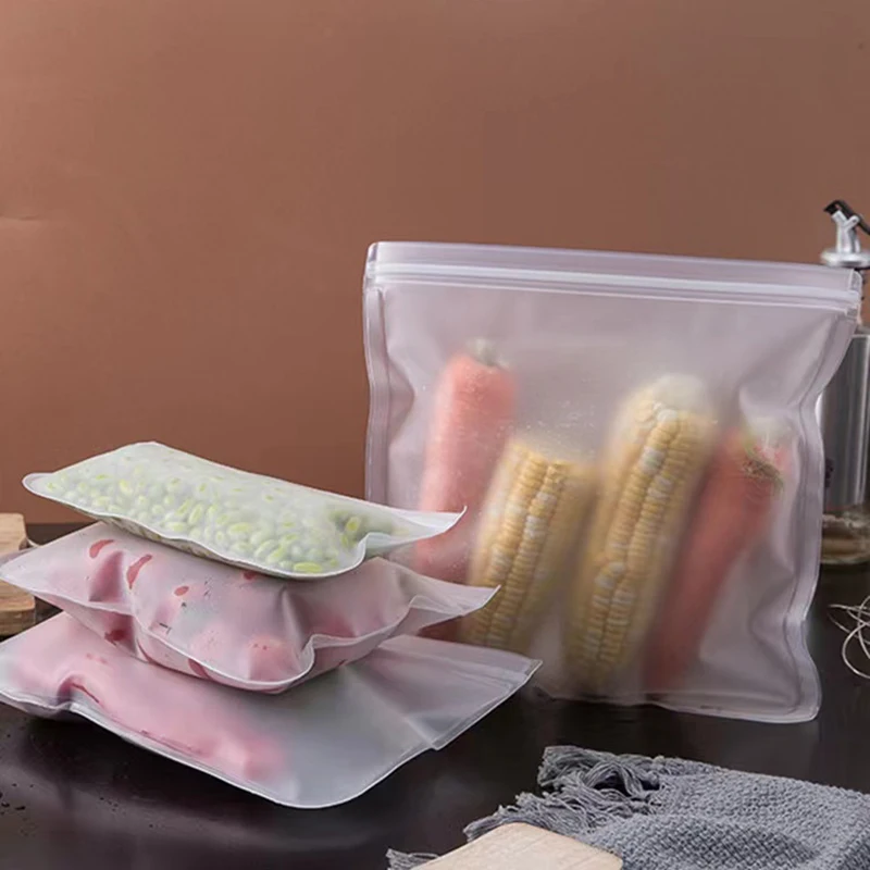 Silicone food storage bag reusable stand up zip shut bag leakproof