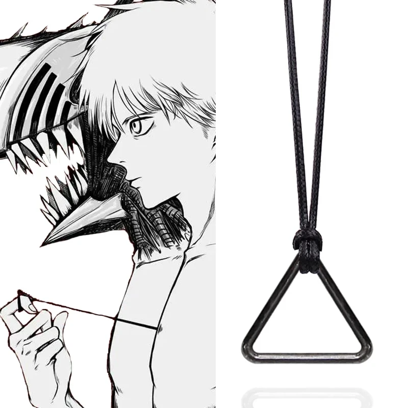 Anime Necklace Necklace Pendant Anime Chainsaw Man Leather Chain for Women Men Cosplay Prop