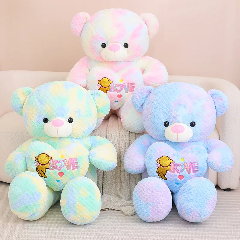 Cartoon Colorful Hug Love Heart Teddy Bear Plush Toy Kawaii Stuffed Animals Bears Plushies Doll Soft Toys GirlsValentine's Gifts