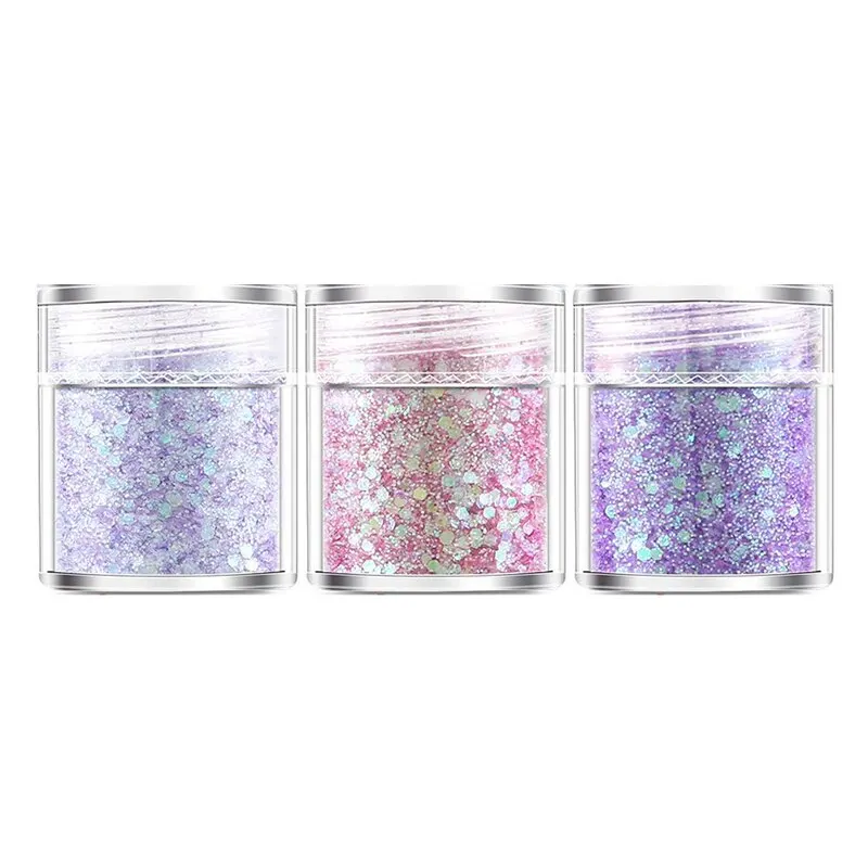 nail art decor Three Pieces Mixed Purple Glitter Flakes Crafts Sparkles Nail Sequins Stickers Accessories
