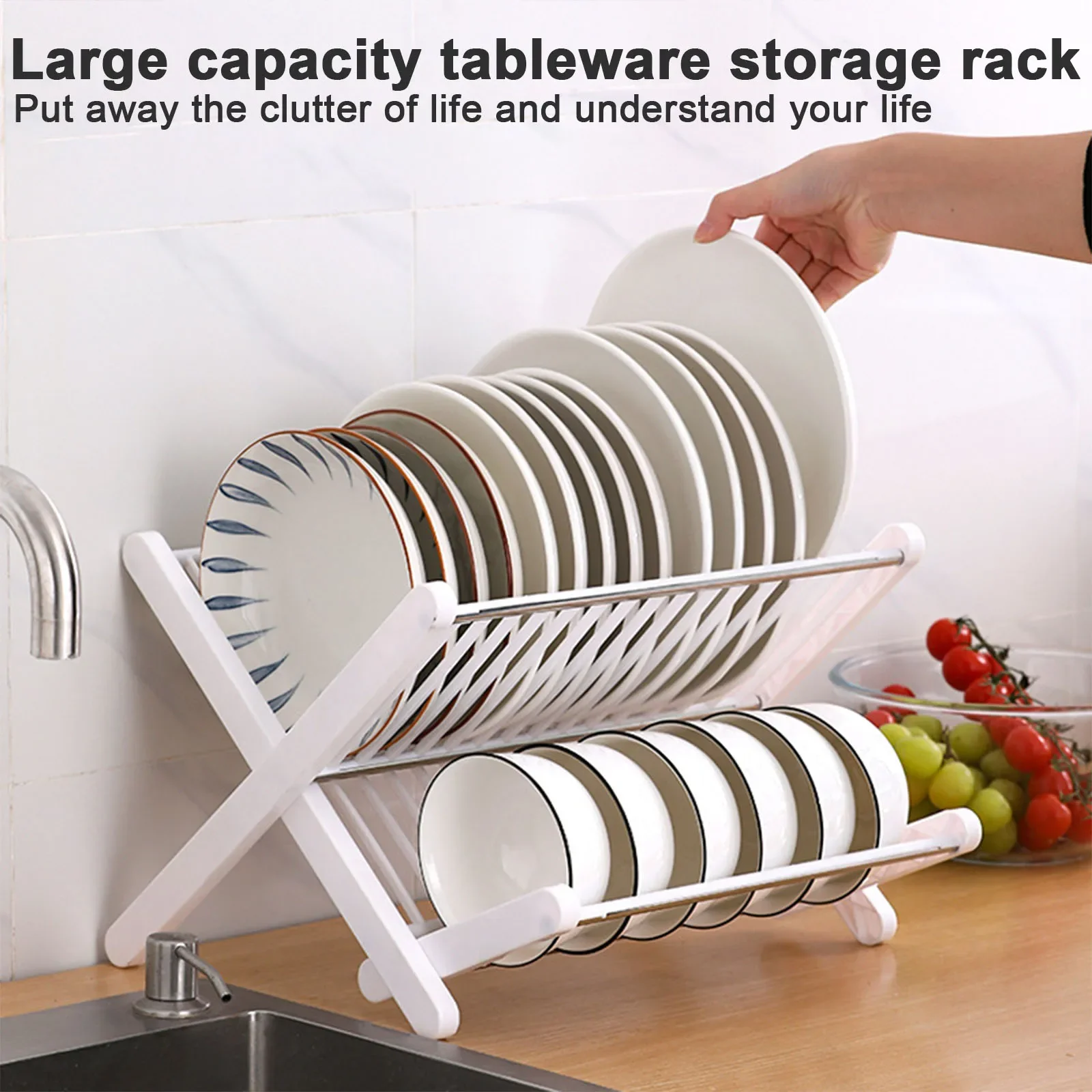 

Foldable Bowl Plate Rack Dish Rack Kitchen Drain Rack Dish Bowl Holder Tableware Arranged Shelf Plastic Metal Dish Rack