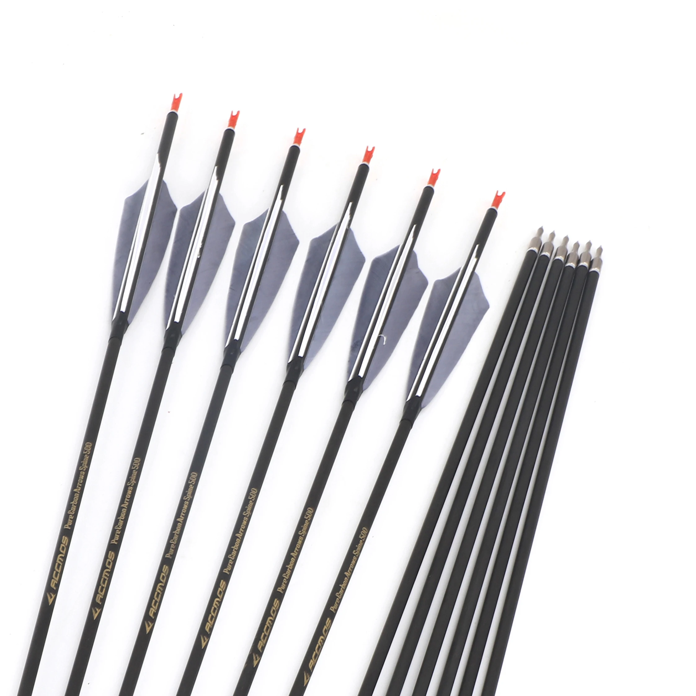 Pure Carbon Arrow ID6.2mm Spine 300 400 500 600 700 800 6/12p For Compound/Recurve Bow Shooting Archery Hunting