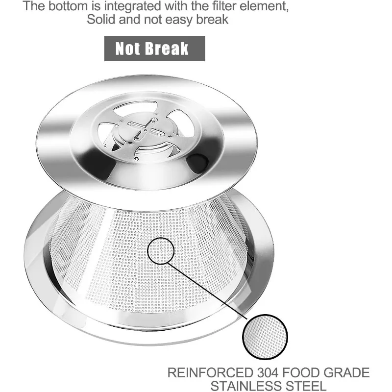 Pour Over Coffee Dripper 304 Stainless Steel Filter Paperless Reusable Filter Single Cup Fine Mesh Coffee Maker Home Made Tools 6
