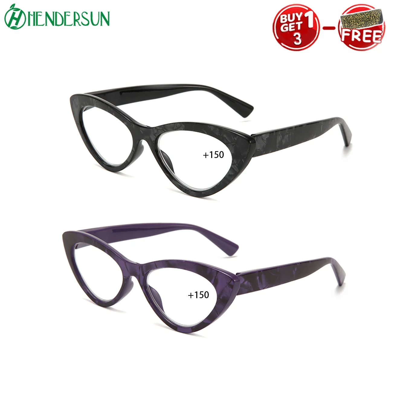 Cat-eye Reading Glasses Tortoiseshell Pattern Spring Hinges 2 Pairs