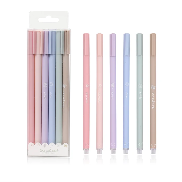 JIANWU 6pcs/set Creative cute morandi Simple small fresh gel pen kawaii Quick drying Cap neutral pen journal supplies Stationery Z1723 1 set