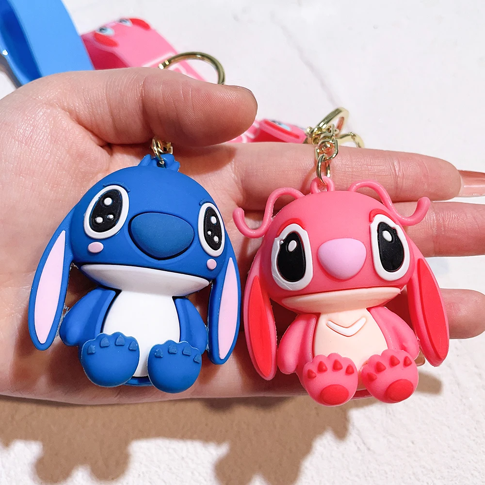 Cute Stitch Silica Gel Keychains Cartoon Lilo & Stitch Anime Keyholder  Disney Pendant Keyrings for Bag Hanging Jewelry Gifts