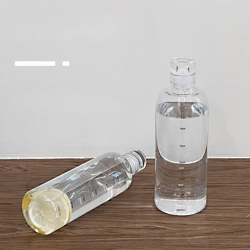 High Borosilicate Glass Leak-Proof Sports Water Bottle with Time Marker