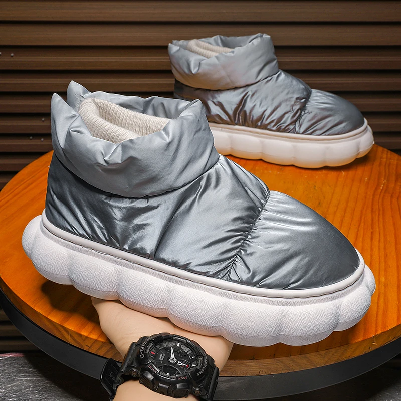 Winter Men Warm Shoes Home Cotton Shoes Outdoor Non-slip Waterproof Couple Snow Boots Women Casual Comfortable Plush Boots