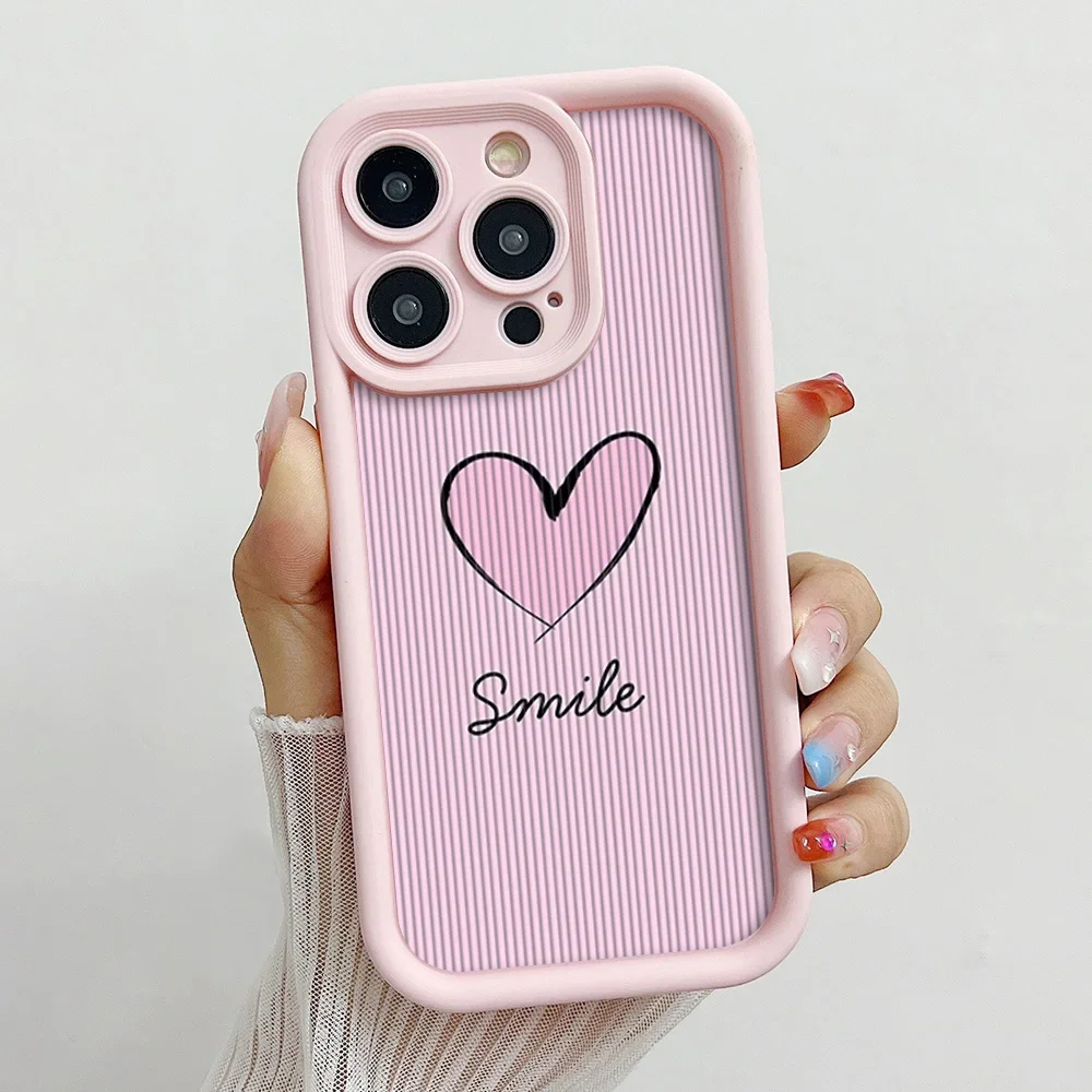 Pink Love Heart Wrist Chain Lanyard Phone Case Cover