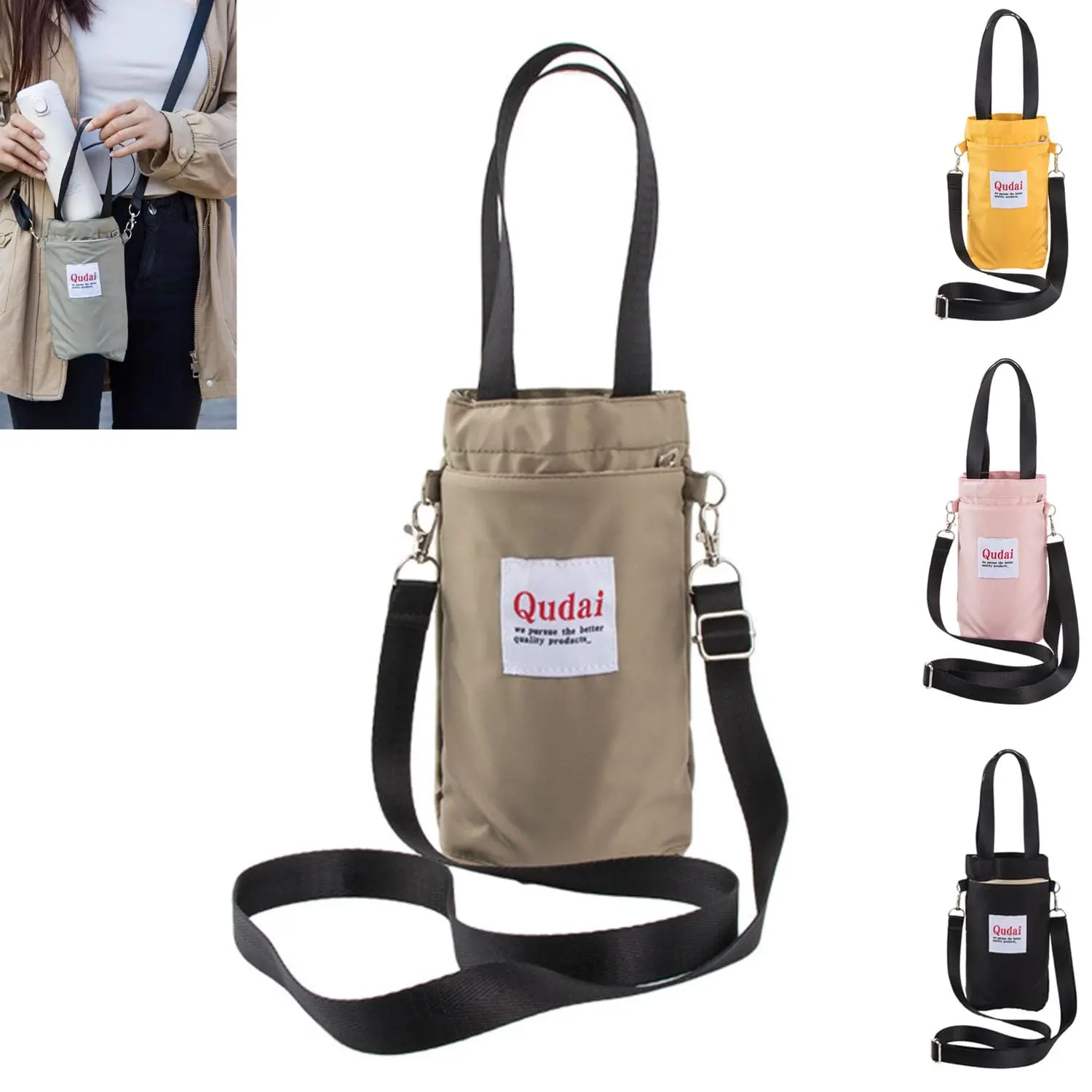 

Large Size Qudai Bottle Bags Crossbody Hand-Held Water Cup Buggy Bag Water Bottle Carrier Bag with Adjustable Shoulder Strap
