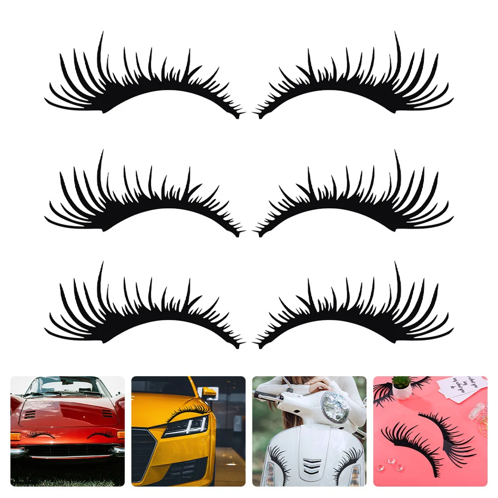 

3 Pairs Car Eyelashes Sticker Automotive Headlight Eyelashes Decals Decor