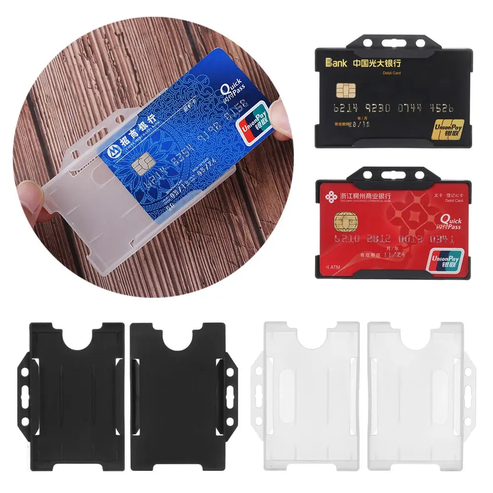 Portable Practical Durable Multi-use Hard Plastic Badge Work ID Card Holder Protector Cover Case  ID Card Holder