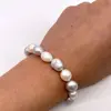 11mm Semi Baroque Irregular Bracelet Bangle White Grey Mixed Color Natural Freshwater Pearls Summer And Simple 3