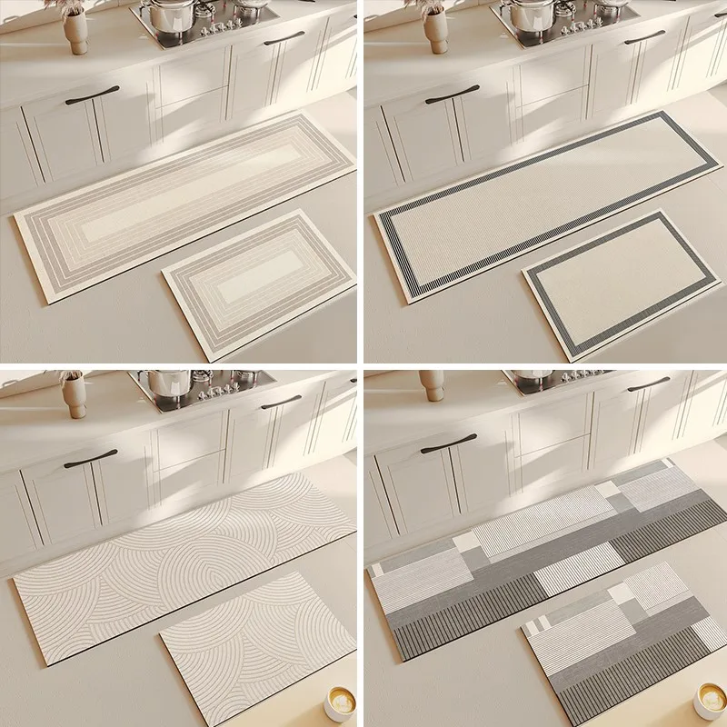 Super Absorbent Kitchen Carpets Long Diatomite Kitchen Rug Soft Washable Non-slip Bathroom Mat Entrance Doormat For Home