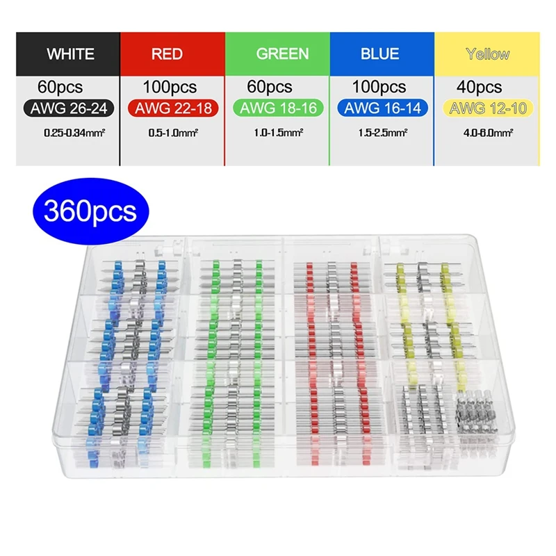 전기 자체 납땜 열 수축 버트 커넥터, 해양 열 수축 와이어 커넥터, 360 개