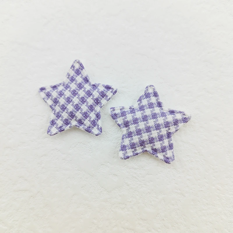 100Pcs 3CM Gingham Stern Applique Padded Patches Für Kleidung Hut Handwerk Nähen Liefert DIY Headwear Haar Clips Bogen decor – Detail 5