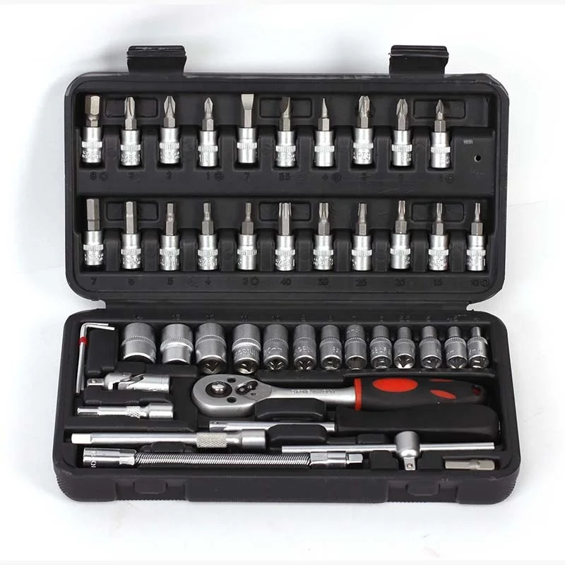 

46pcs Auto Repair Tools Socket Wrench Set 1/2 Standard And Metric Multifunction Hexagon Box