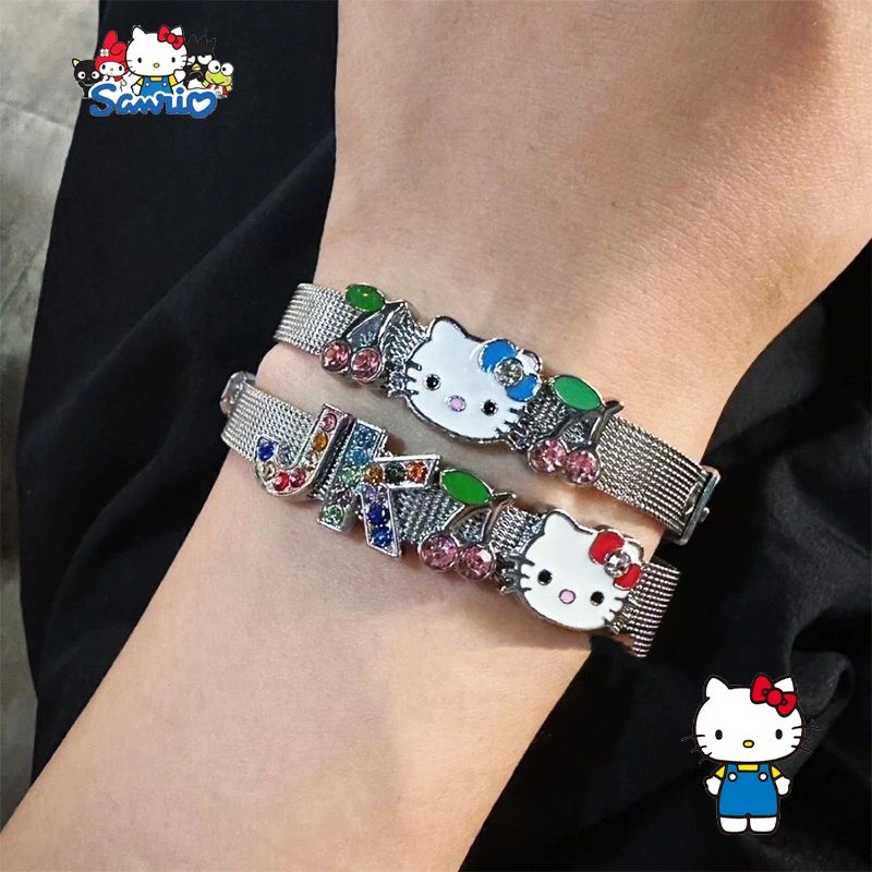 

Hello Kitty Sanrio Cherry Bracelets Kawaii Anime Cartoon Cute Jewelry Hand Decoration Toys Girl Friend Holiday Birthday Gifts