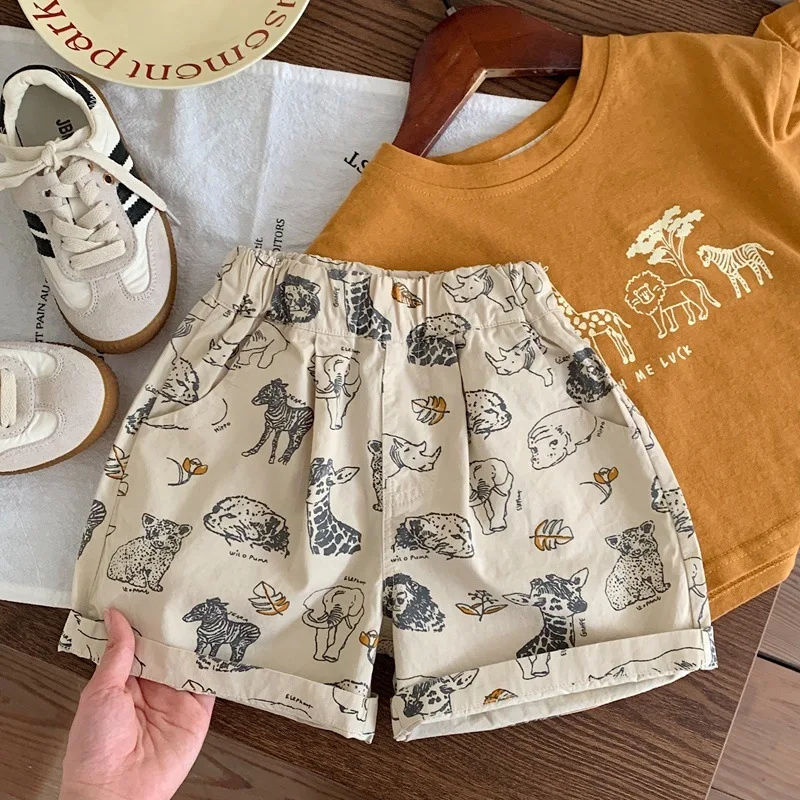 Children Summer Shorts Kids Boy Full Cartoon Printed Casual Loose Pants Girl Fashion Cotton Bottom Shorts 80-120CM kids shorts