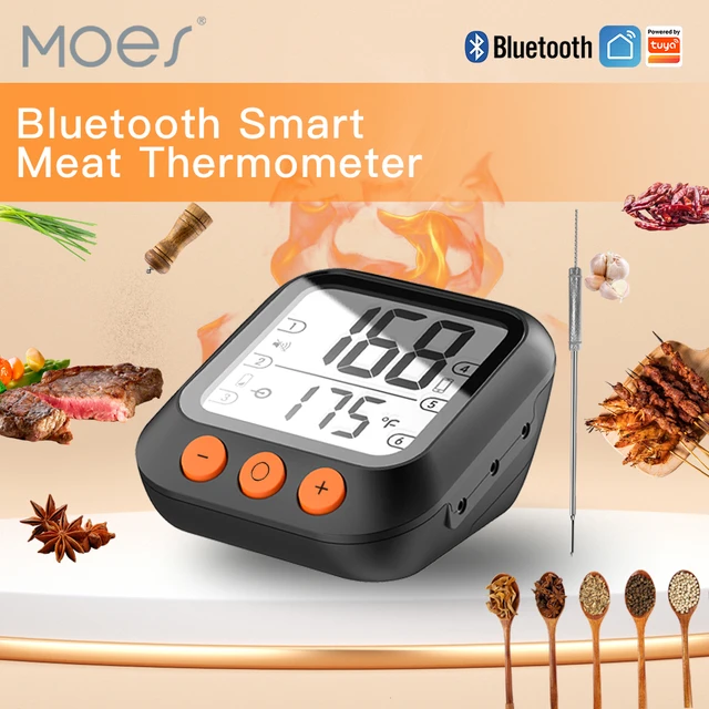 MOES Food Thermometer,Bluetooth Smart BBQ Thermometer,Food Grade Probe for  BBQ,Oven,Baking and Cooking