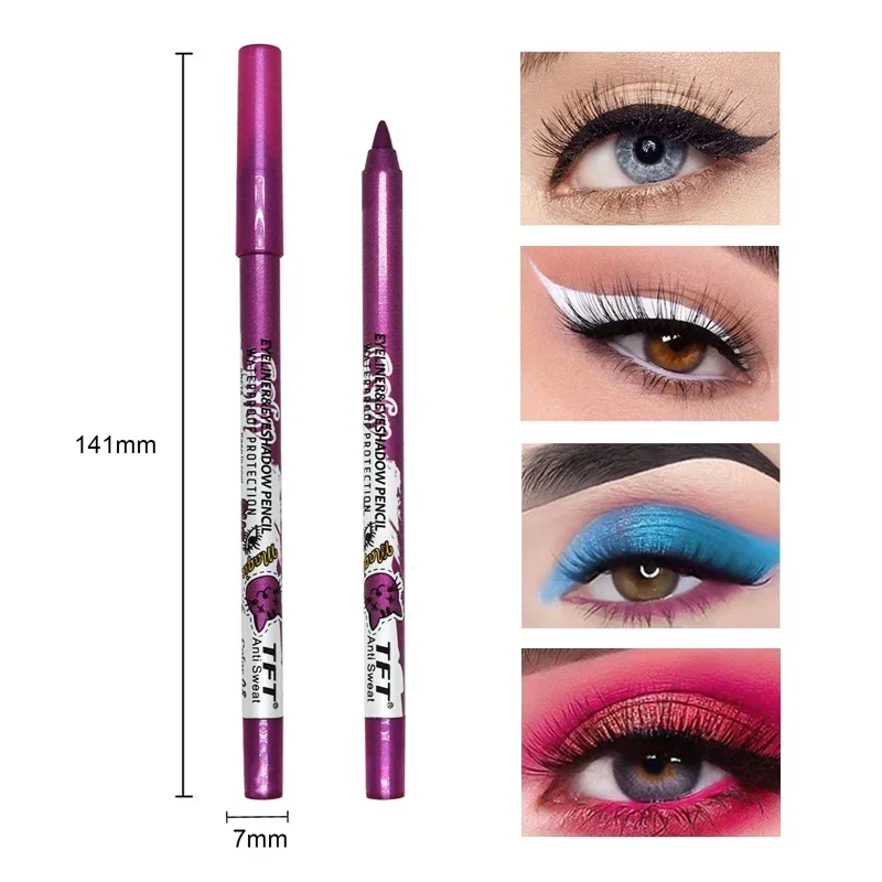 14 Colors Colorful Long-lasting Eyeliner Pencil Waterproof Quick-Dry No Blooming Blue Pink Eye Liner Pen Cosmetics Tools eyeliner pencil