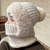 High Quality Women Winter Beanie Hats One-Piece Knit Balaclavas Mask Neck Circle Scarf Ski Snow Hat Ladies Beanies 1