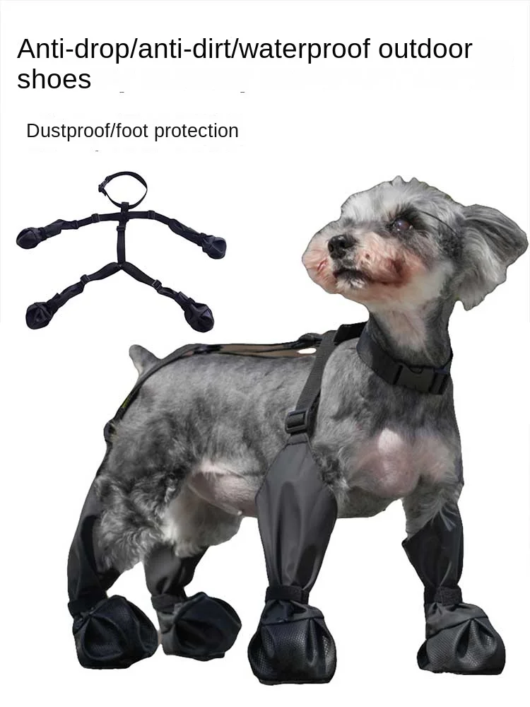 

Pet dog shoes, anti dirt tool for going out, waterproof and anti falling straps, small and large dog shoes, pet supplies