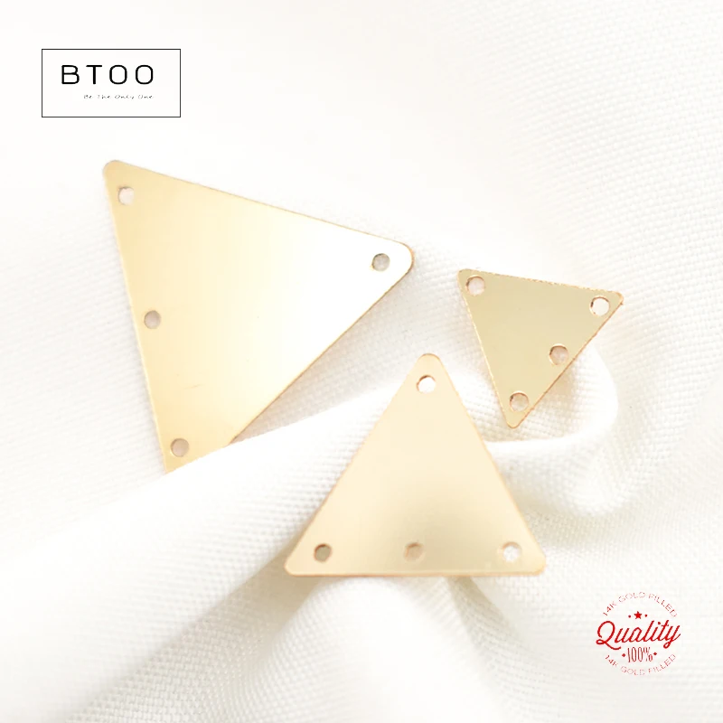 14K Gold Filled Triangle Slice Charm Connector Gold Filled Multi Hole Connector Dangle Charm Tarnish Resistant Jewelry Findings