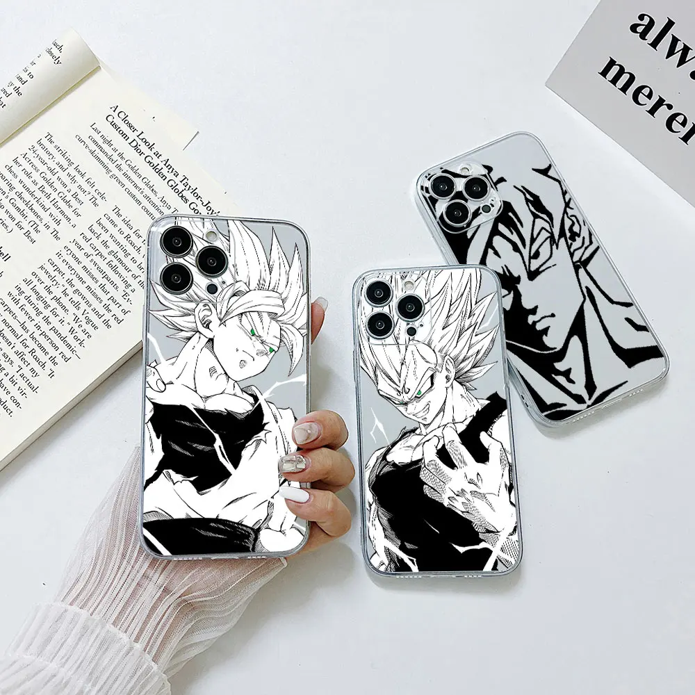 

Hot Anime Dragon Ball Son Goku Vegeta Phone Case For iphone 15 14 13 12 11 XS Pro Max Mini X XR 6S Plus SE 2020 Transparent Capa