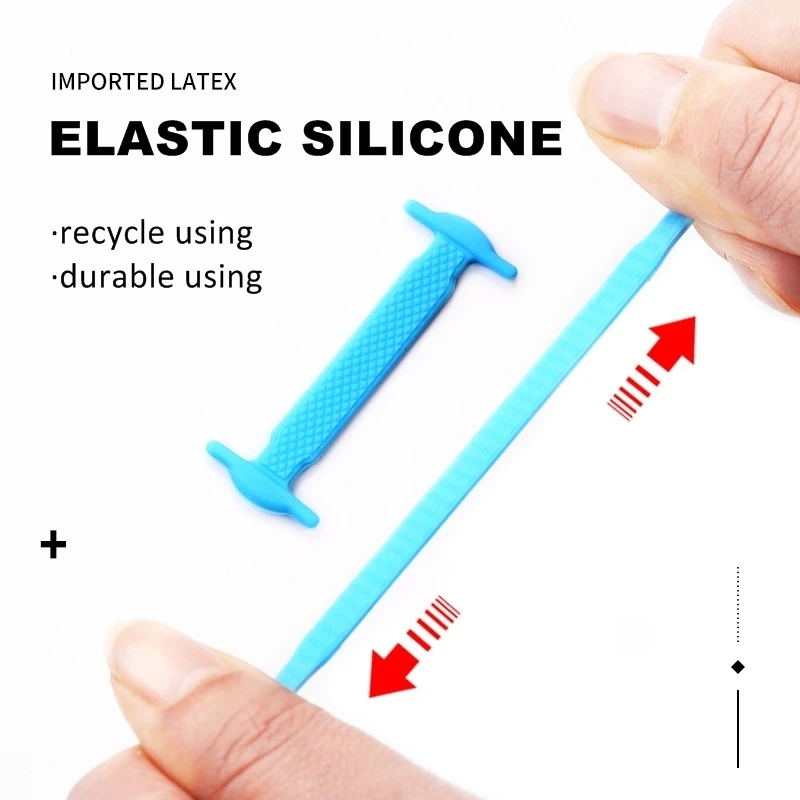 16-Piece Set of Silicone No-Tie Elastic Shoe Laces for Easy Slip-On Sneakers