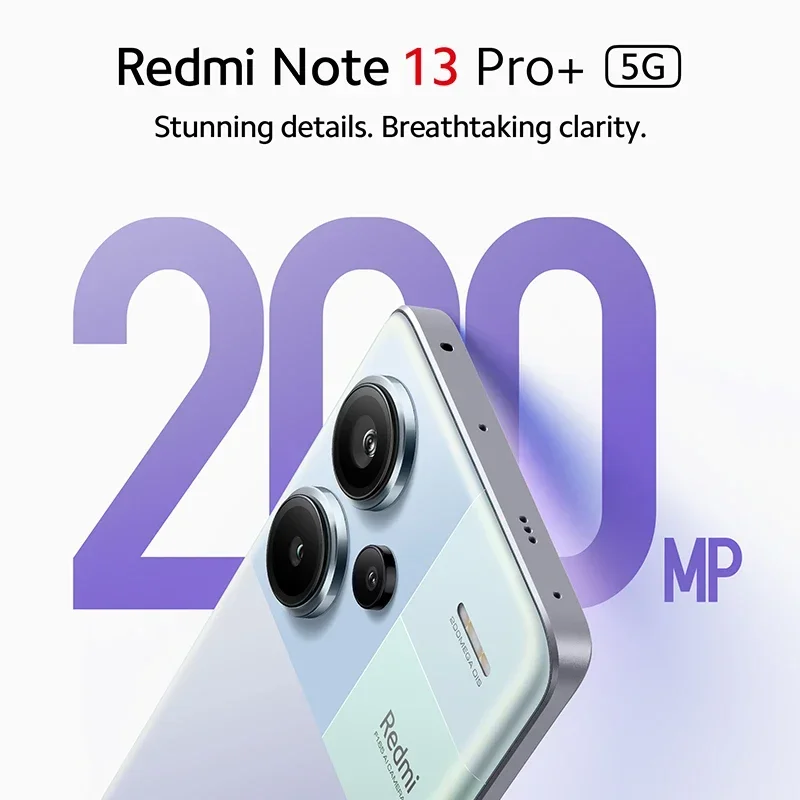 Global Version Xiaomi Redmi Note 13 Pro Plus 5G 200MP OIS Camera 120Hz 1.5K Curved Display MediaTek Dimensity 7200-Ultra IP68 cell phone,mobile phone