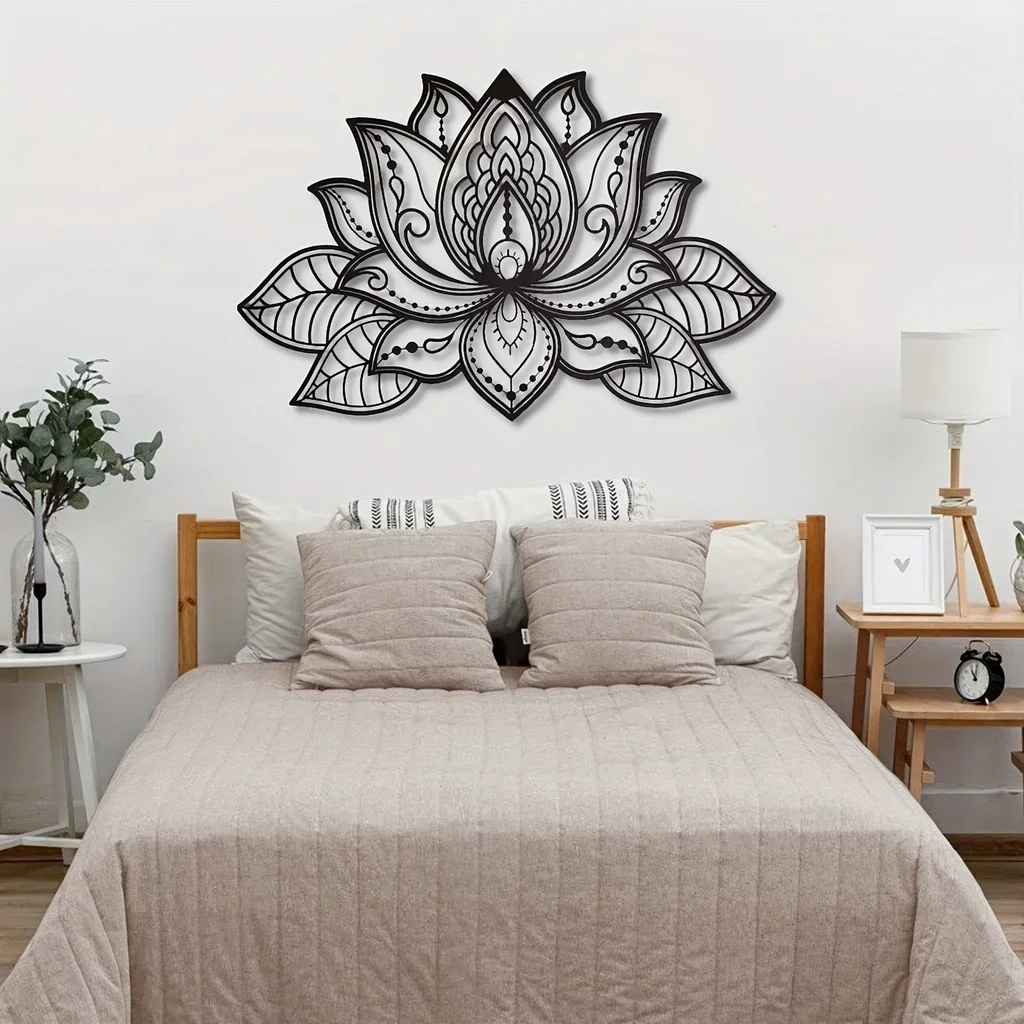 

HELLOYOUNG Mandala Home Decoration Art Lotus Flower Mandala Metal Art Wall Spiritual Decor Wall Hanging Decoration Metal Backgr