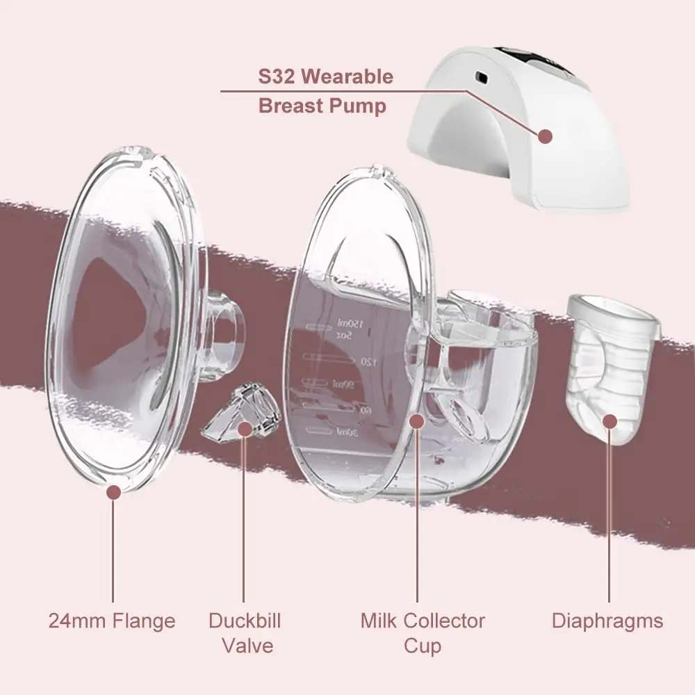 Breast Pump Accessories Breast Pumps Two Full Sets Breast Pump Parts with 24mm Flange for Lansinoh Discreet Duo/NCVI/Nuliie S32