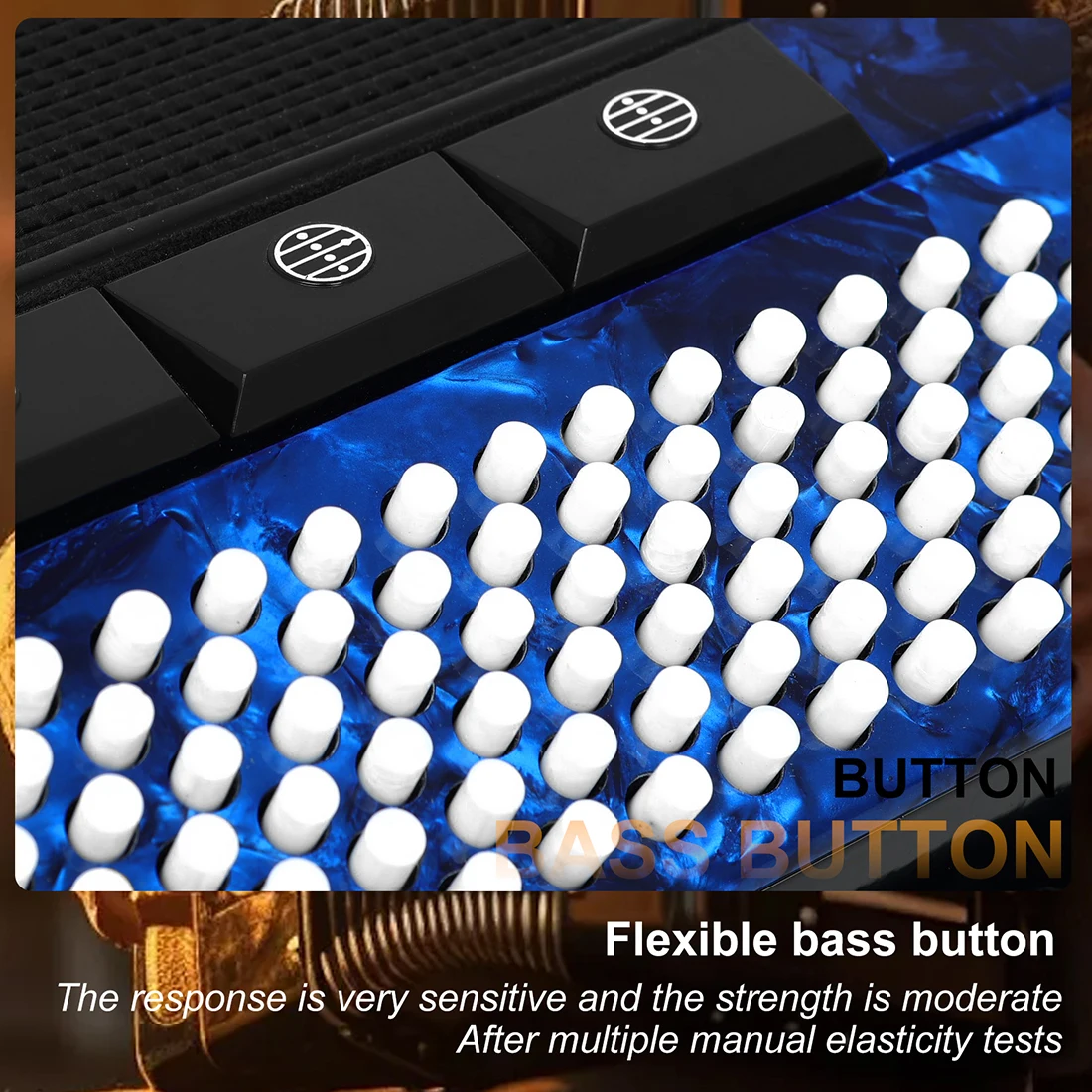 HK · LADE AH-180 Bajan-Akkordeon, blau, 37-Tasten, 96-Bass-Taste, professionelles Bajan-Akkordeon-Tastatur, Instrumenten-Akkordeon – Detail 6