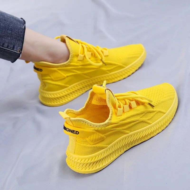 2022 Fashion Spring Female Sneakers Women Shoes Korean Mesh Yellow