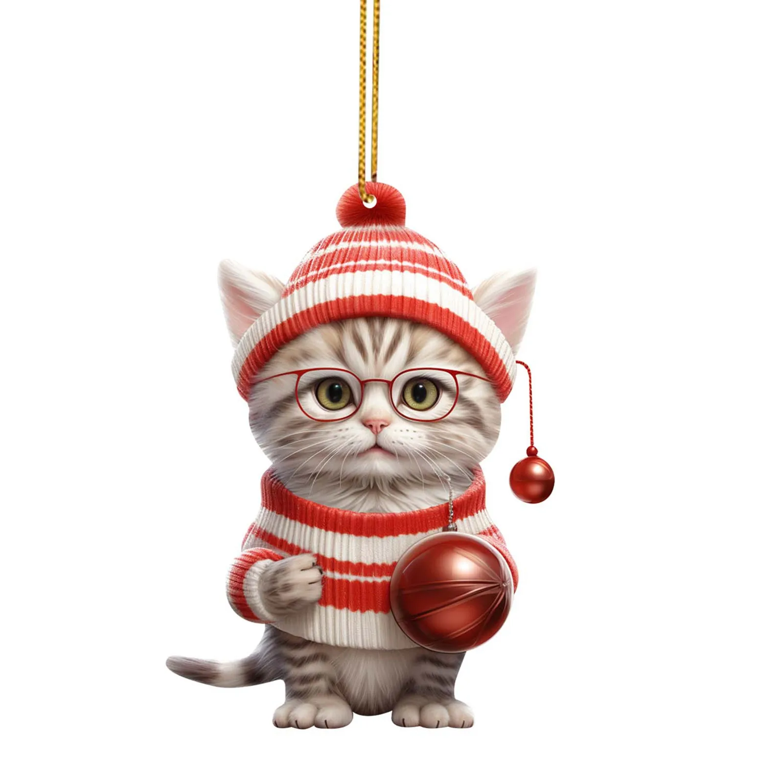 Christmas Decorations 2pcs/1pcs 2d Acrylic Funny Cat Double Printing Pendant for Christmas Tree christmas decorations