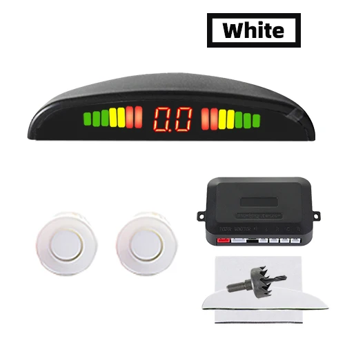 Hippcron Car Parking Sensor Kit 2 Sensors 22mm LED Screen Reverse Radar Sound Alert Indicator System 8 Colors best car alarm system Alarm Systems & Security