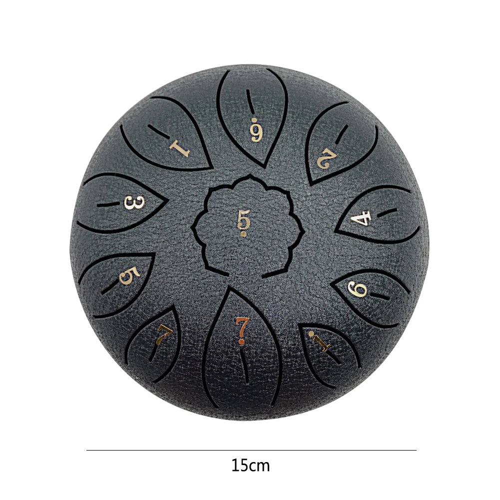 6 inch Steel Tongue Drum 11 Tune Notes Percussion Musical Instrument Hand Pan Tank Drum with Bag Drumsticks Sticker for Children