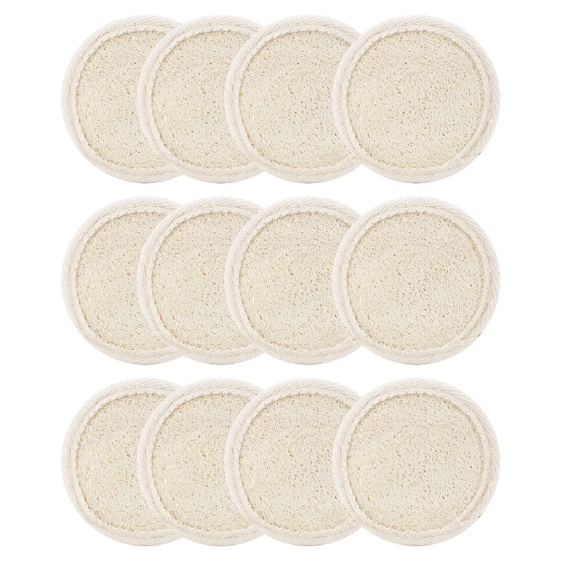 

12 Pcs Exfoliating Loofah Pad Body Scrubber Round Bath Shower Loofah Sponge Pad Natural Exfoliating Scrubber Brush