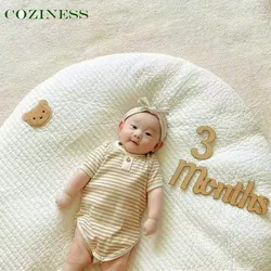 Baby Play Mat Cotton Cute Bear Quilted Round Baby Crawl Mats Baby Room Washable Floot Mats Indoor Kids Anti-Fall Activity Carpet