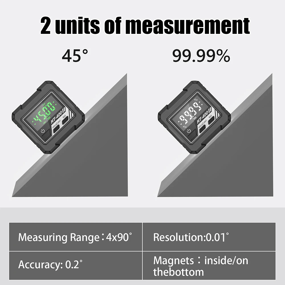 HT-400 4&times;90&deg; Digital Angle Finder Level Box Protractor Bevel Ruler Gauge Inclinometer with Magnetic Based Backlight