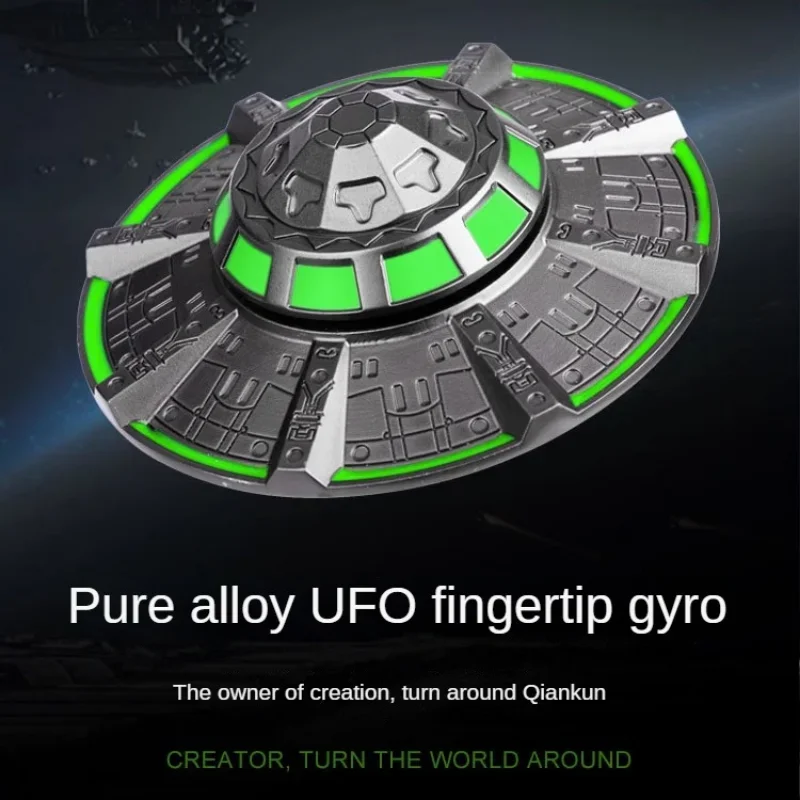Cool Spaceship UFO Fidget Spinner EDC Metal Alloy Luminous Fingertip Gyroscope Relaxing Toys for Adults Children Anti Anxiety 2