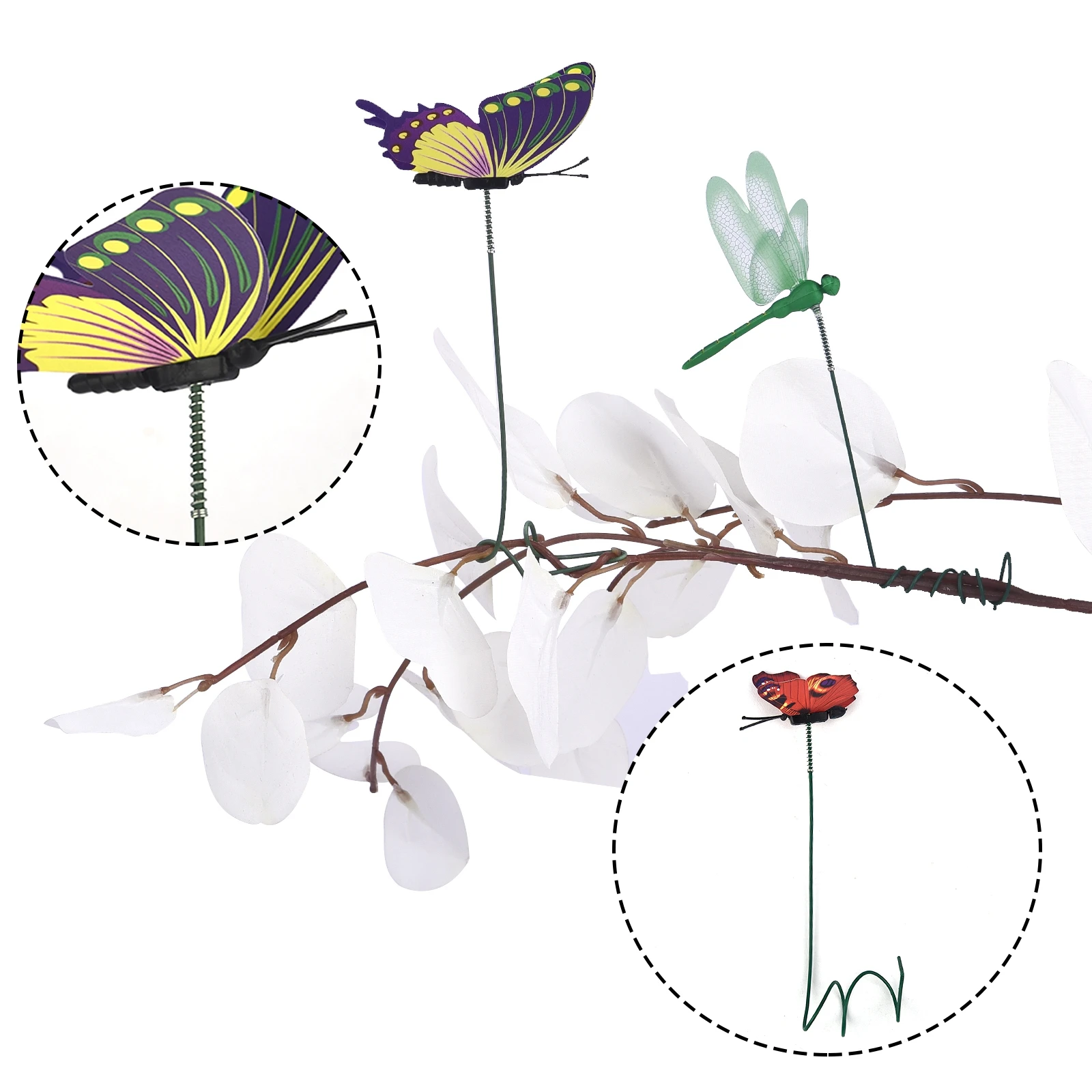 잠자리 말뚝 마당 예술 야외 3D 시뮬레이션 장식 말뚝 마당 식물 잔디 장식 스틱 꽃 냄비 정원 장식
