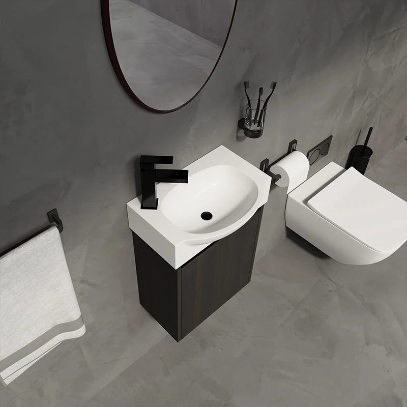 16 "Bathroom Vanity Sink Combo for Small Space, Modern Small Bathroom Vanity with Sink, Bathroom Sink Cabinet Set ,Oak