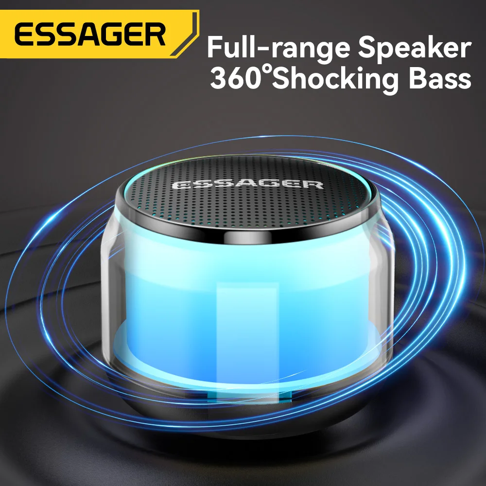 Essager Portable Bluetooth Speaker Super Bass Mini Speaker Luz Multicolorida Cartão de Memória - Image 3